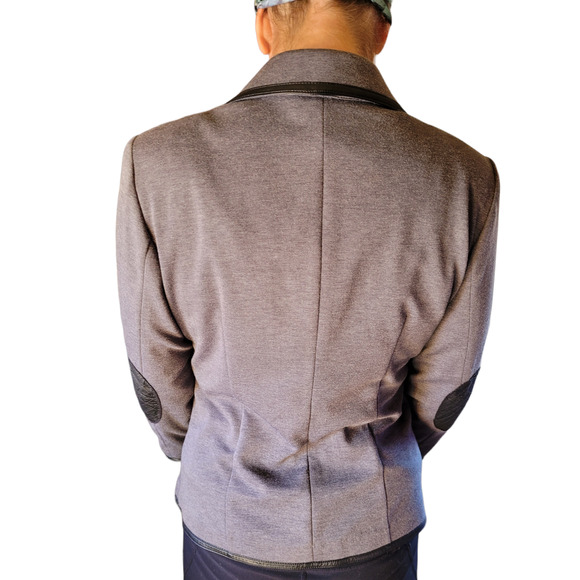 Laundry by Shelli Segal Blazer 6 Faux Leather Trim Preppy Equestrian Quietlux - Picture 4 of 10